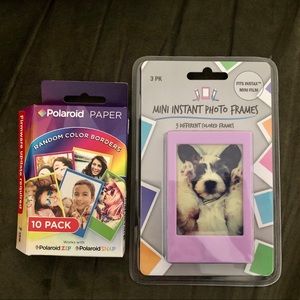 Photo frames and colored paper